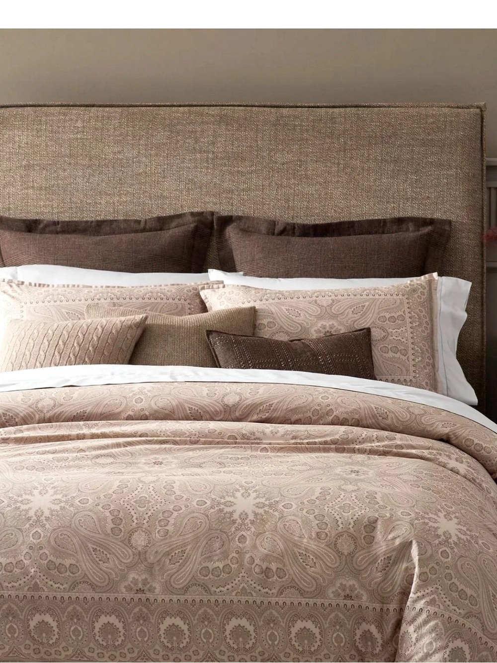 Ralph Lauren Queen Beaumont Paisley Cotton Comforter 94” x 96” Stone NWT $550 - Picture 15 of 15